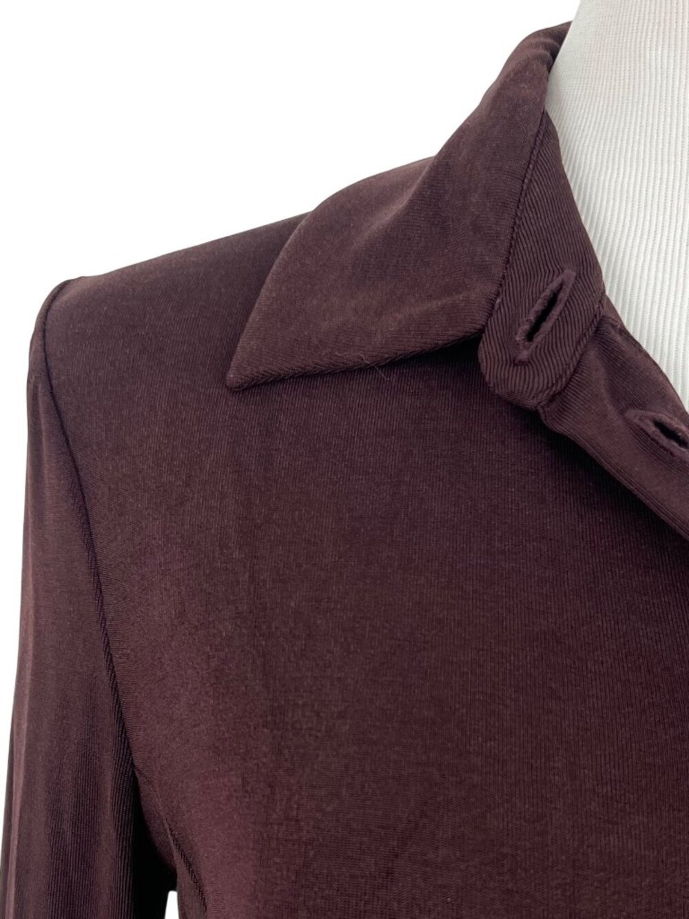 VTG Armani Oxblood Button-Up Top 10 | Office Siren Femme Fatale Quiet Luxury Y2K - Picture 3 of 13